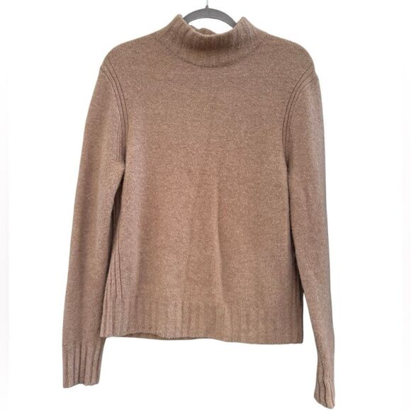 J. Crew Women's Mock Neck Sweater Alpaca Merino Wool Blend in Tan Size Medium - Picture 4 of 6